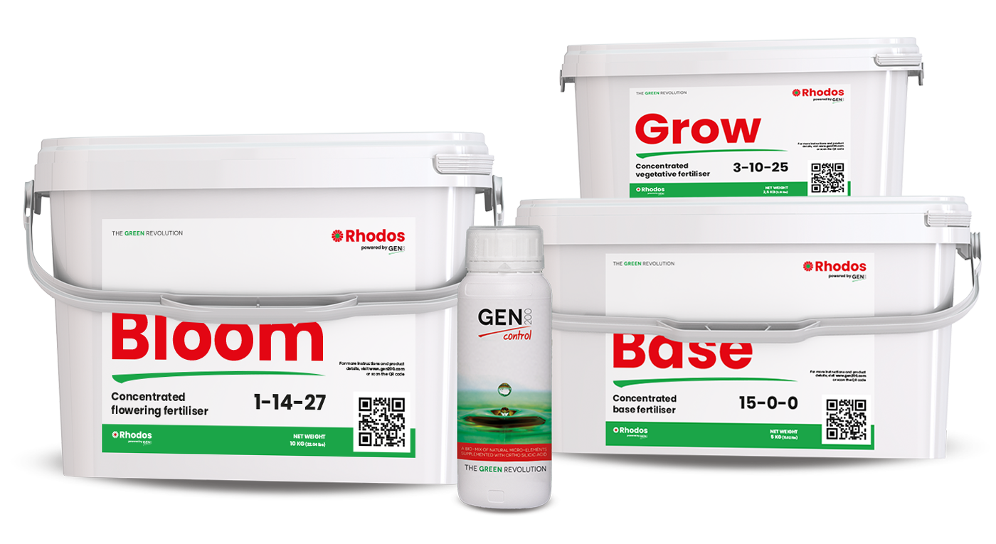 Rhodos powder nutrients – Rhodos Base, Grow and Bloom with Gen200 Control